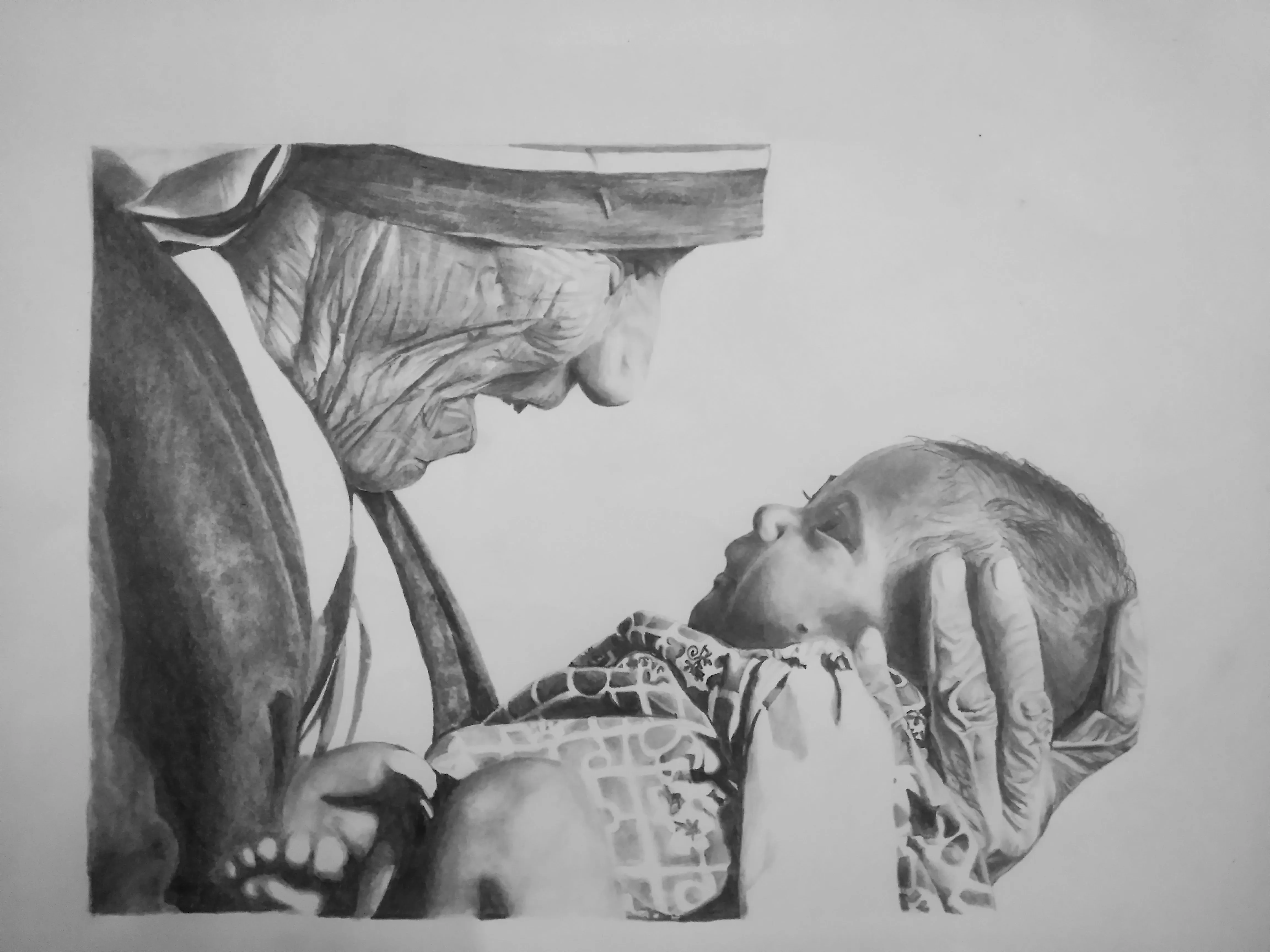 Drawing of Mother Teresa and a child